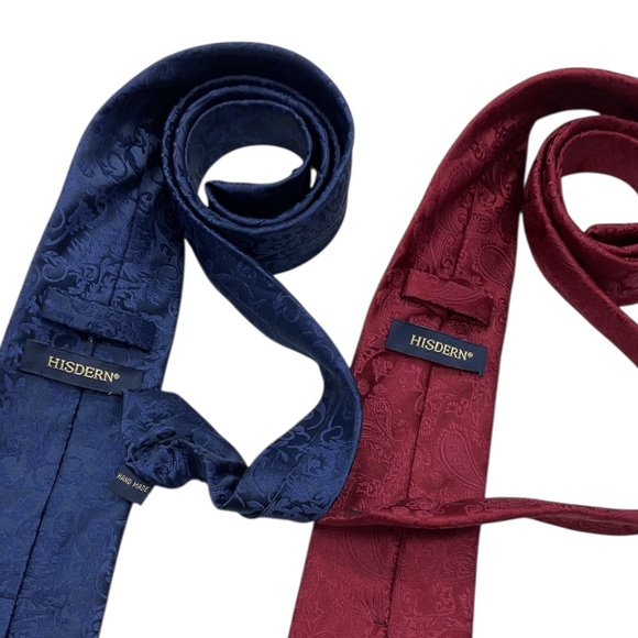 2 HISDREN Blue/Burgundy Paisley Silk LUXURY Tie HANDMADE - Picture 4 of 8